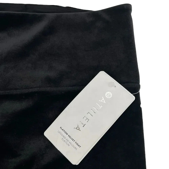 Athleta Elation Ultra High-Rise Velvet Tight/Legging Black Velour Casual Size L - Picture 8 of 13